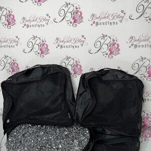 2 brookstone travel compression compact bags zip up mesh one side Black Travel